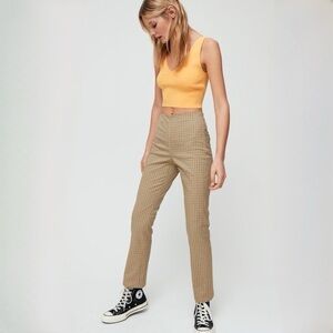Aritzia Sunday Best Merida Plaid Cropped High Waisted Pants Size 2